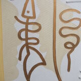 Large oil on canvas painting signed Pey Taryck abstract figures ethnic africa middle east