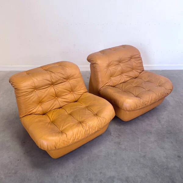 Ensemble de fauteuils en cuir vintage, années 1970