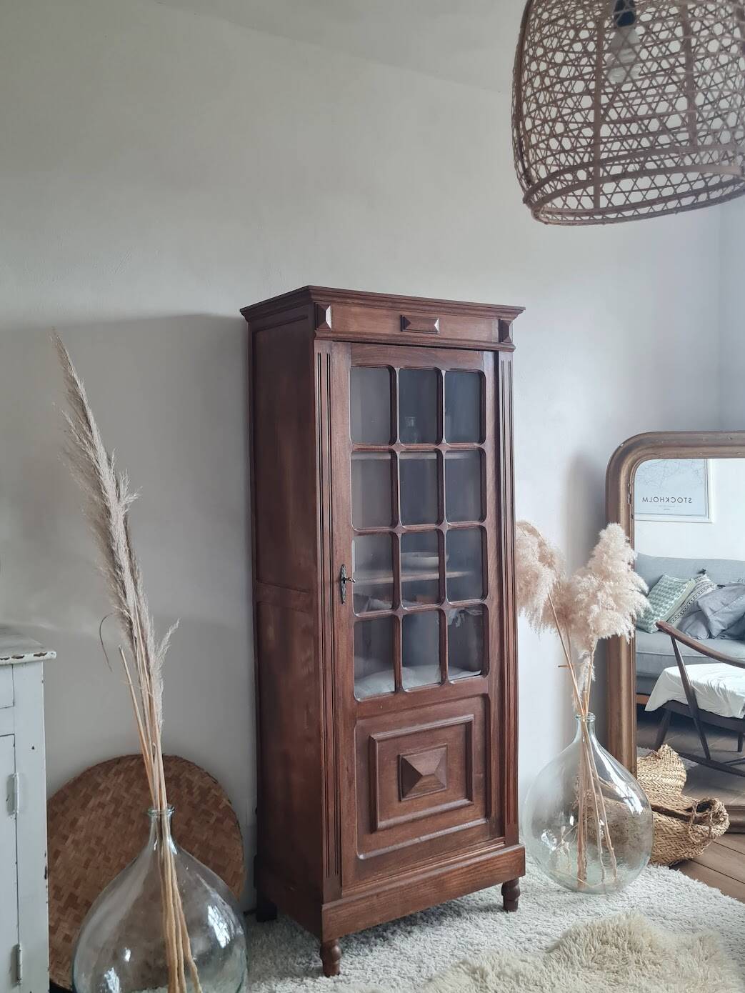 Antique glass-fronted Parisian wardrobe