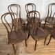 Series of 8 bistro chairs troquet wood curved vintage 1960