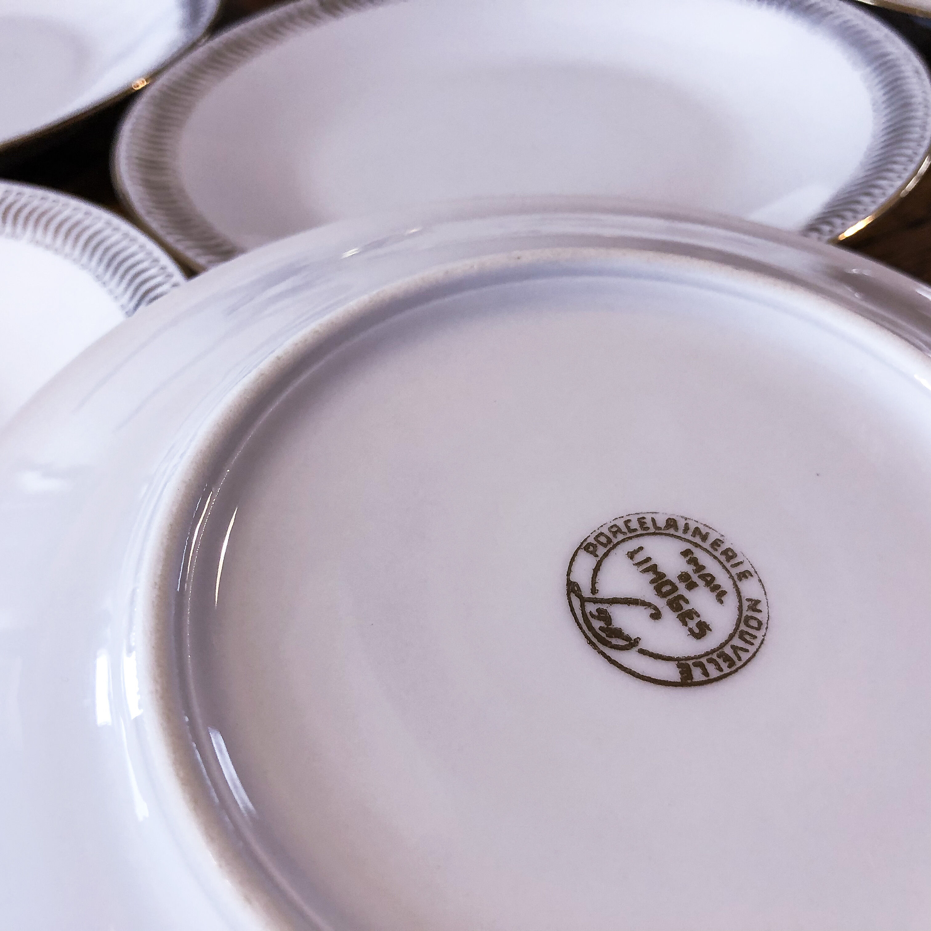 Set of 7 porcelain dessert plates from Limoges