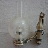Pair of silver metal and glass sconces