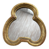 Miroir ancien trilobé en bois doré 22 cm 