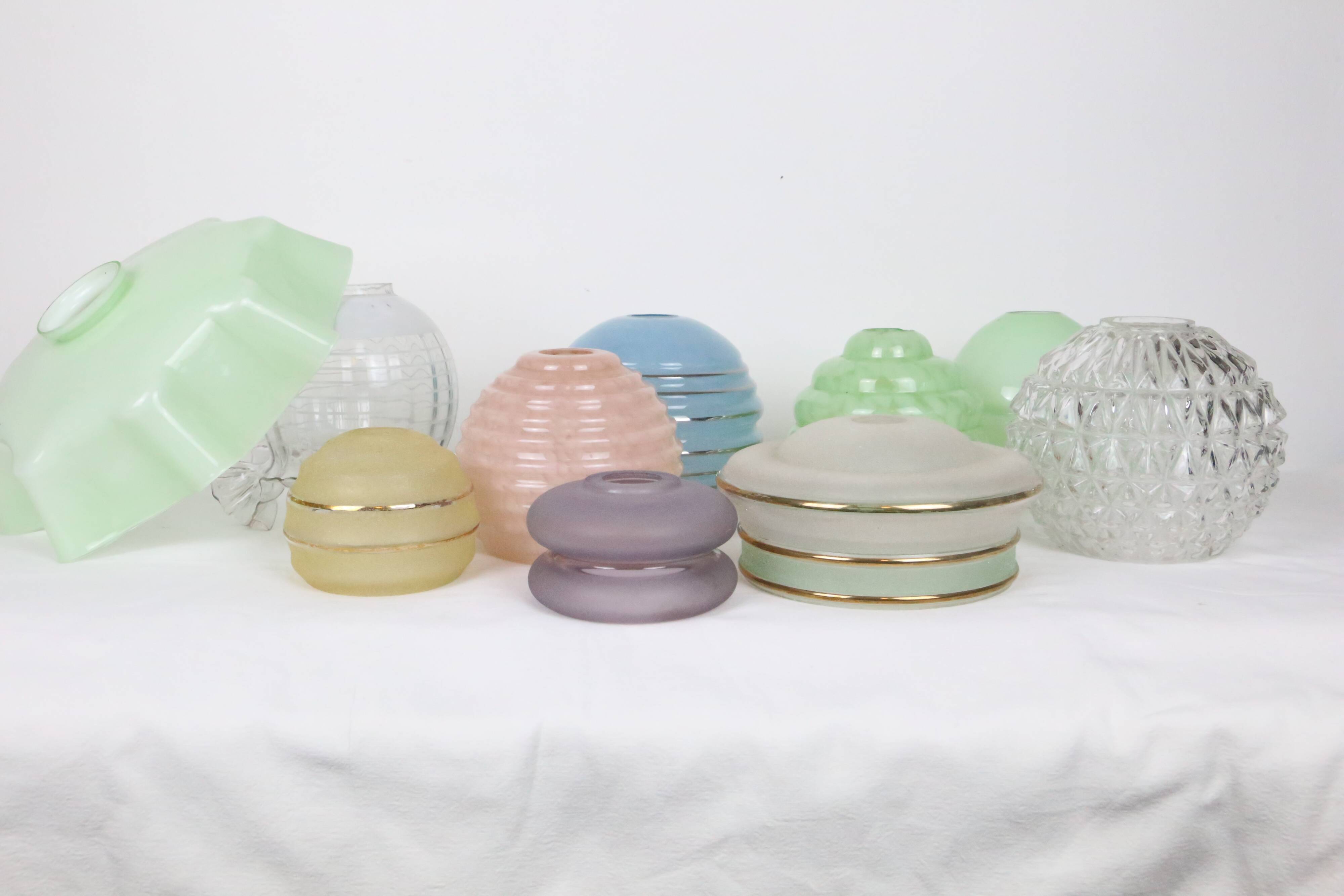 Mint green glass pendant lamp, vintage