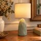 Sage green table lamp with cream lampshade – organic style bedside lamp