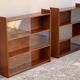 Vintage 1950s teak glass wall library