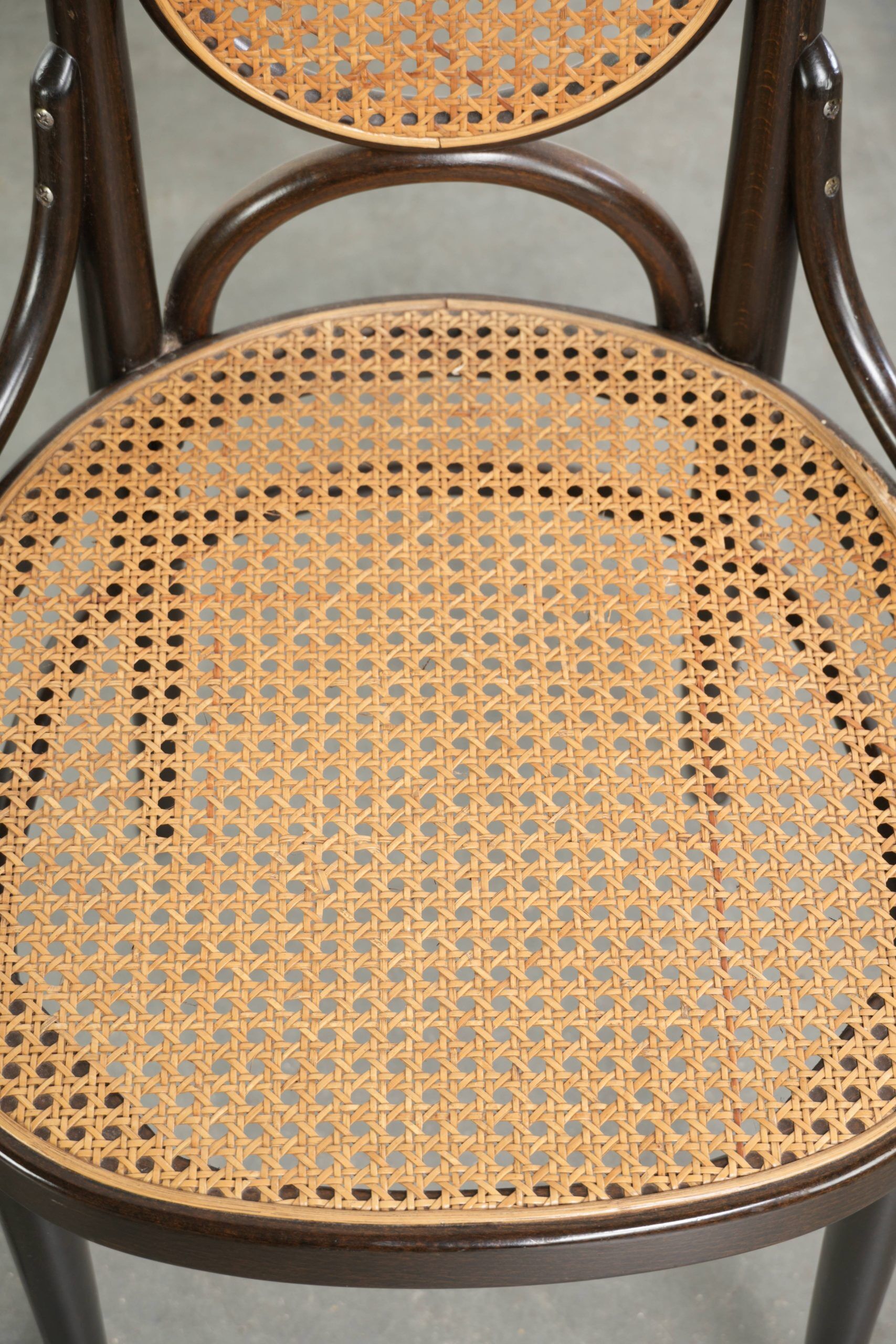 Set of 2 original vintage Thonet design webbing dining chairs with bentwood