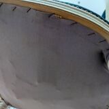 Vintage Louis XVI style chair in petrol blue velvet and patinated wood