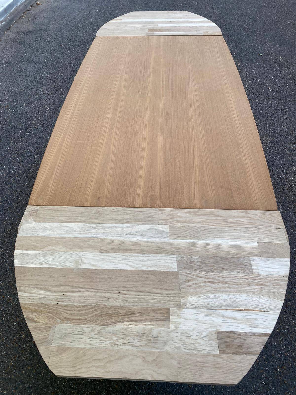 Scandinavian extendable dining table stripped in raw teak 1960 certified NF