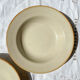 6 assiettes creuses en grès beige Tulowice Poland 1970