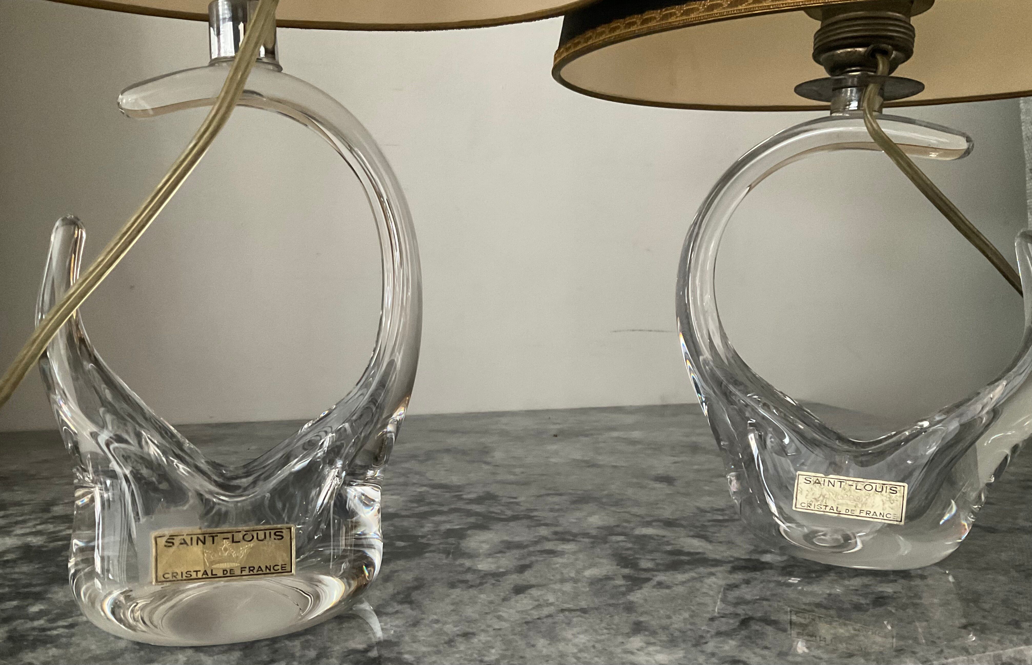 Pair of Saint Louis crystal lamps from the 1950s-60s.
