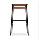 Lote de 4 Taburetes de Bar Contemporáneos Piel Tabaco Natural y Metal Caucho Negro