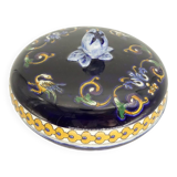 Gien faience candy box, Renaissance decor, blue background