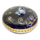 Gien faience candy box, Renaissance decor, blue background