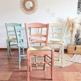 Set of 6 pretty patinated chairs