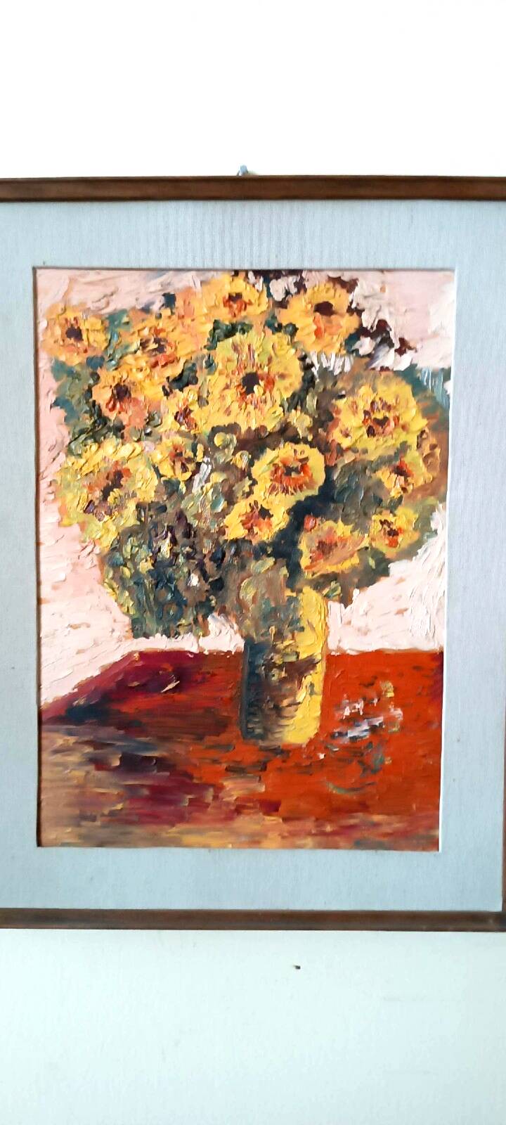 Oil painting on panel - vase with flowers - signed Serafini - dated 1962