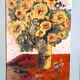 Oil painting on panel - vase with flowers - signed Serafini - dated 1962