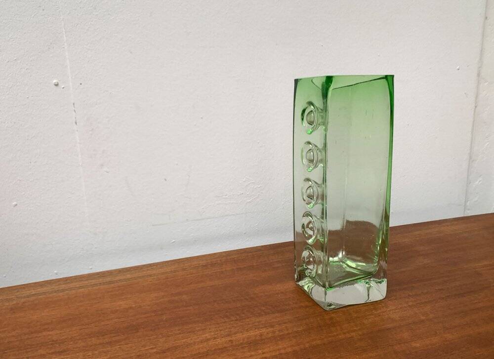 Brutalist glass block vase from the mid-century space age, 1960s