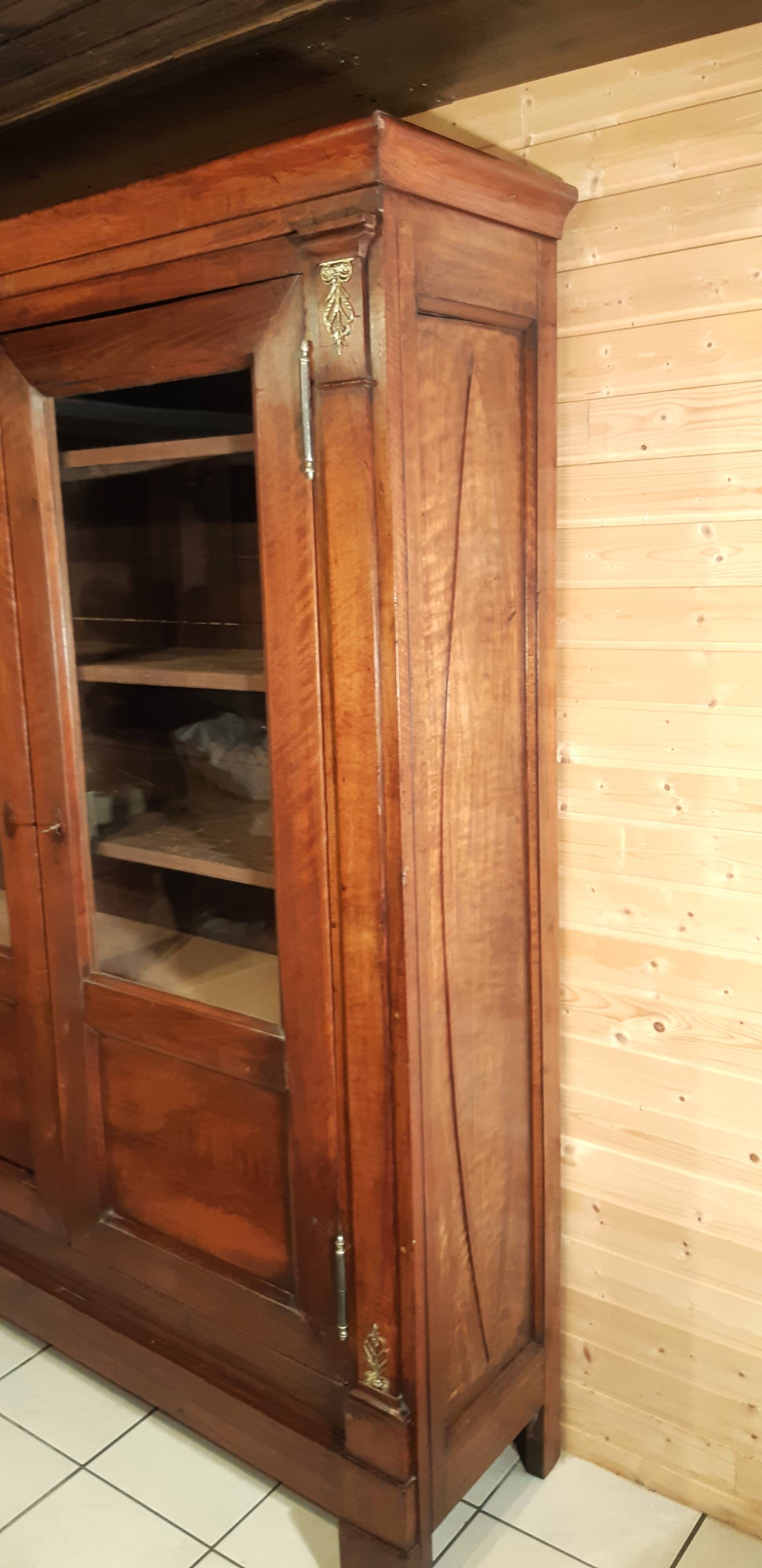 Period empire display bookcase in solid walnut