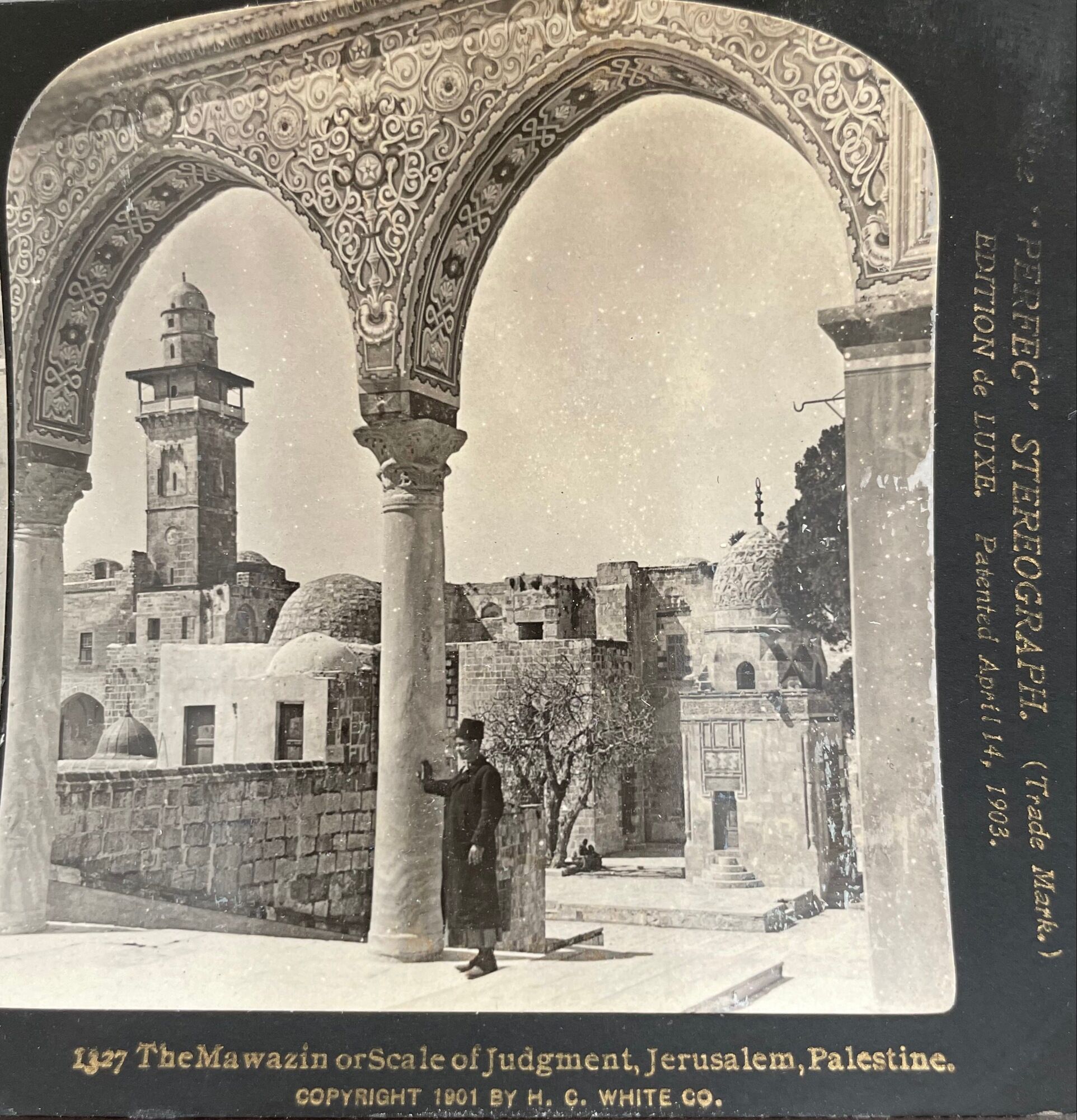 Old photography stereo, stereograph, luxury albumine 1903 Scale of Judgment
