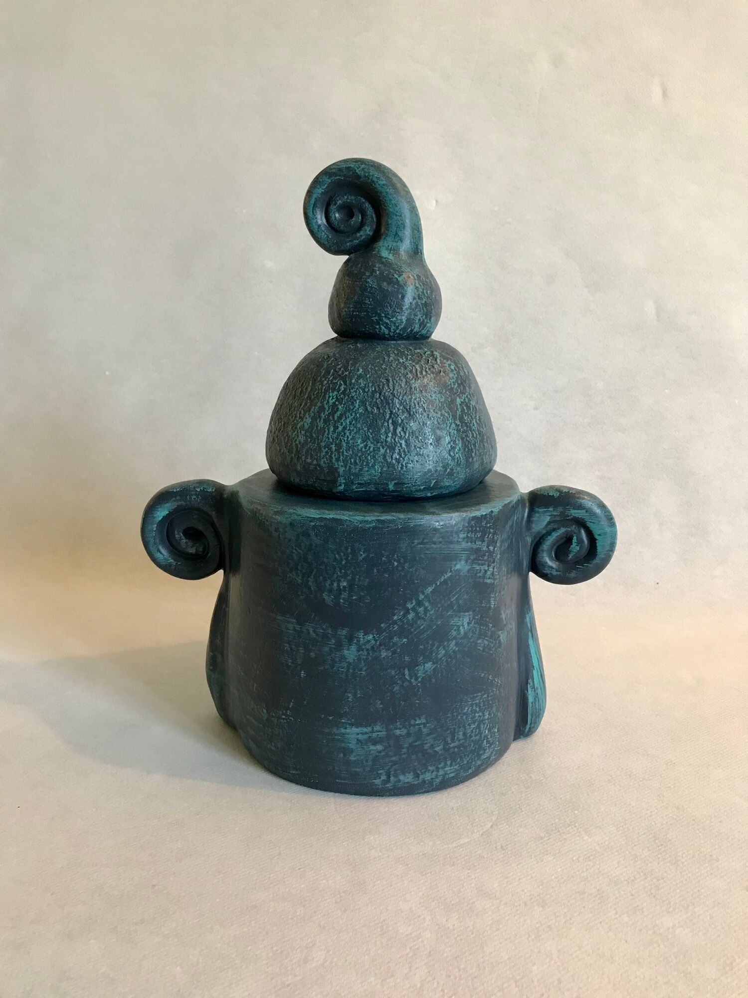 Blue "Orgh" box, Pierre Casenove for La Manufacture Saint Clément, between 1982 and 2001. Collection