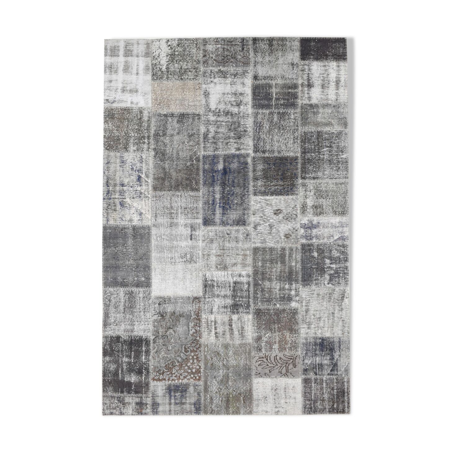 Gray tones turkish patchwork rug 308x201cm