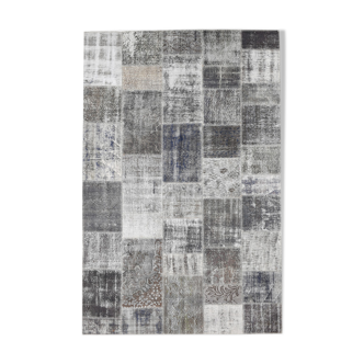 Gray tones turkish patchwork rug 308x201cm