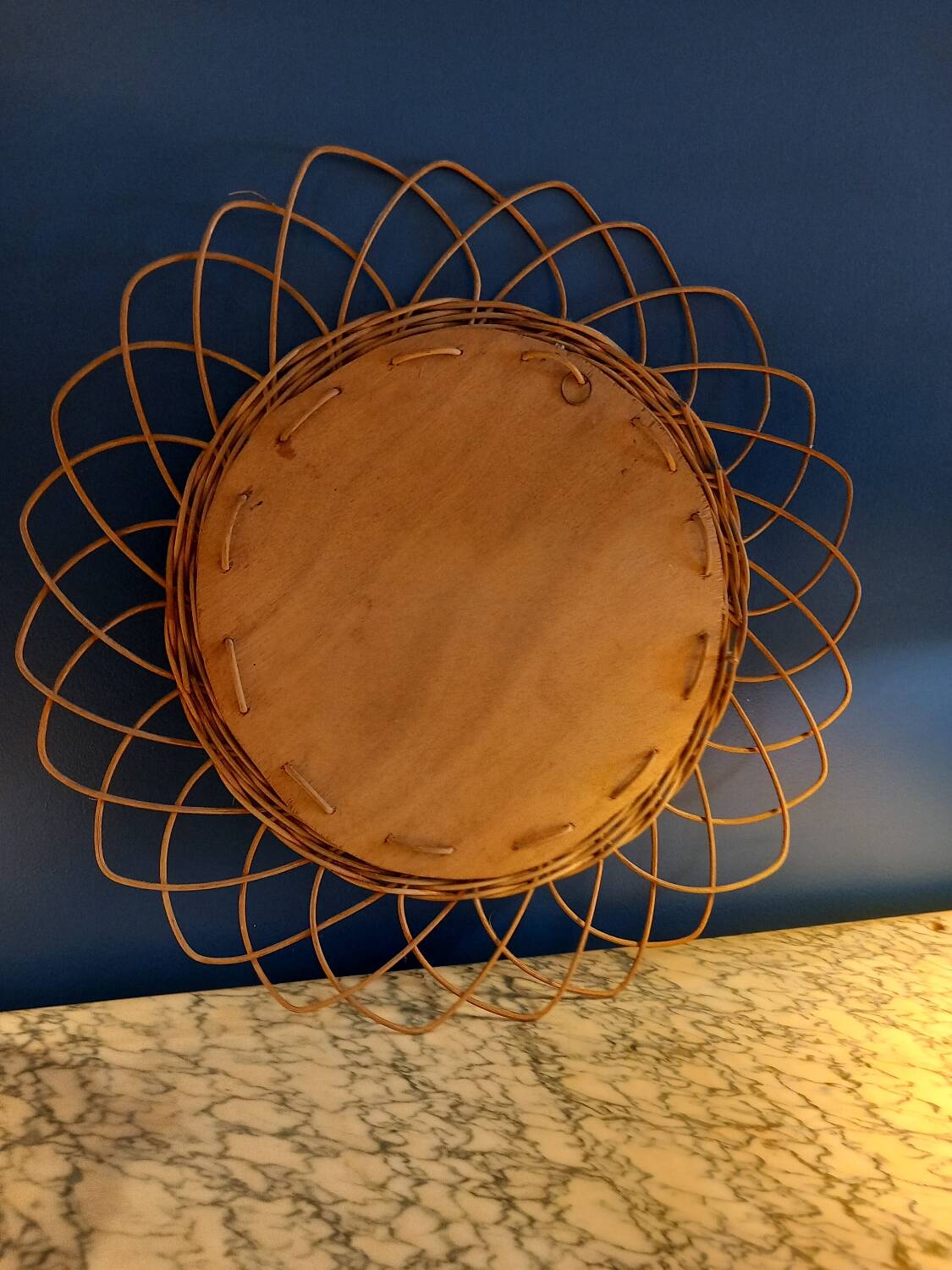 Sun mirror. Rattan .vintage