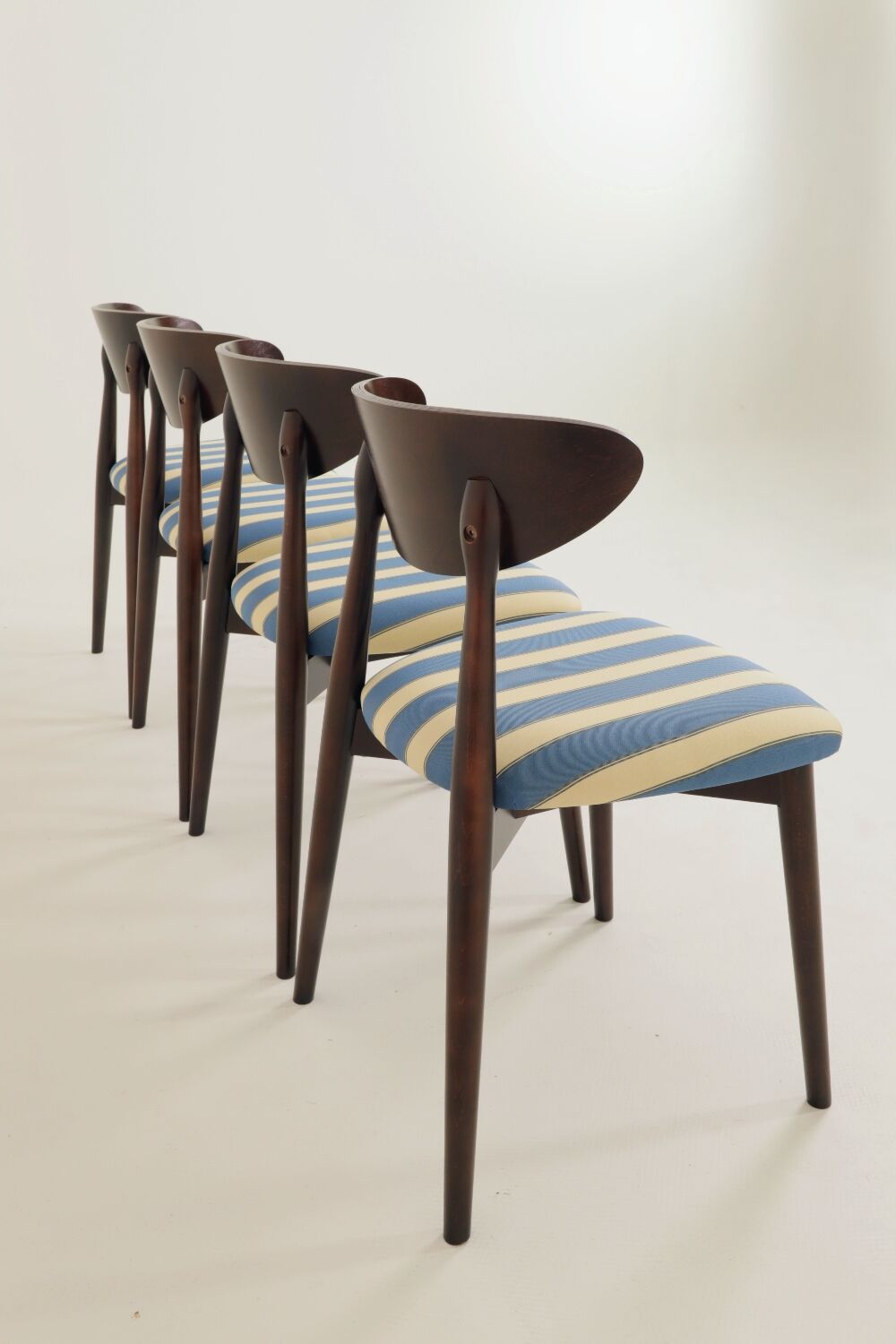 Modern set 4 Dining Chairs, Striped Fabric, French style