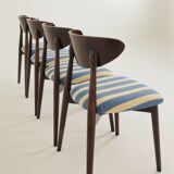 Modern set 4 Dining Chairs, Striped Fabric, French style