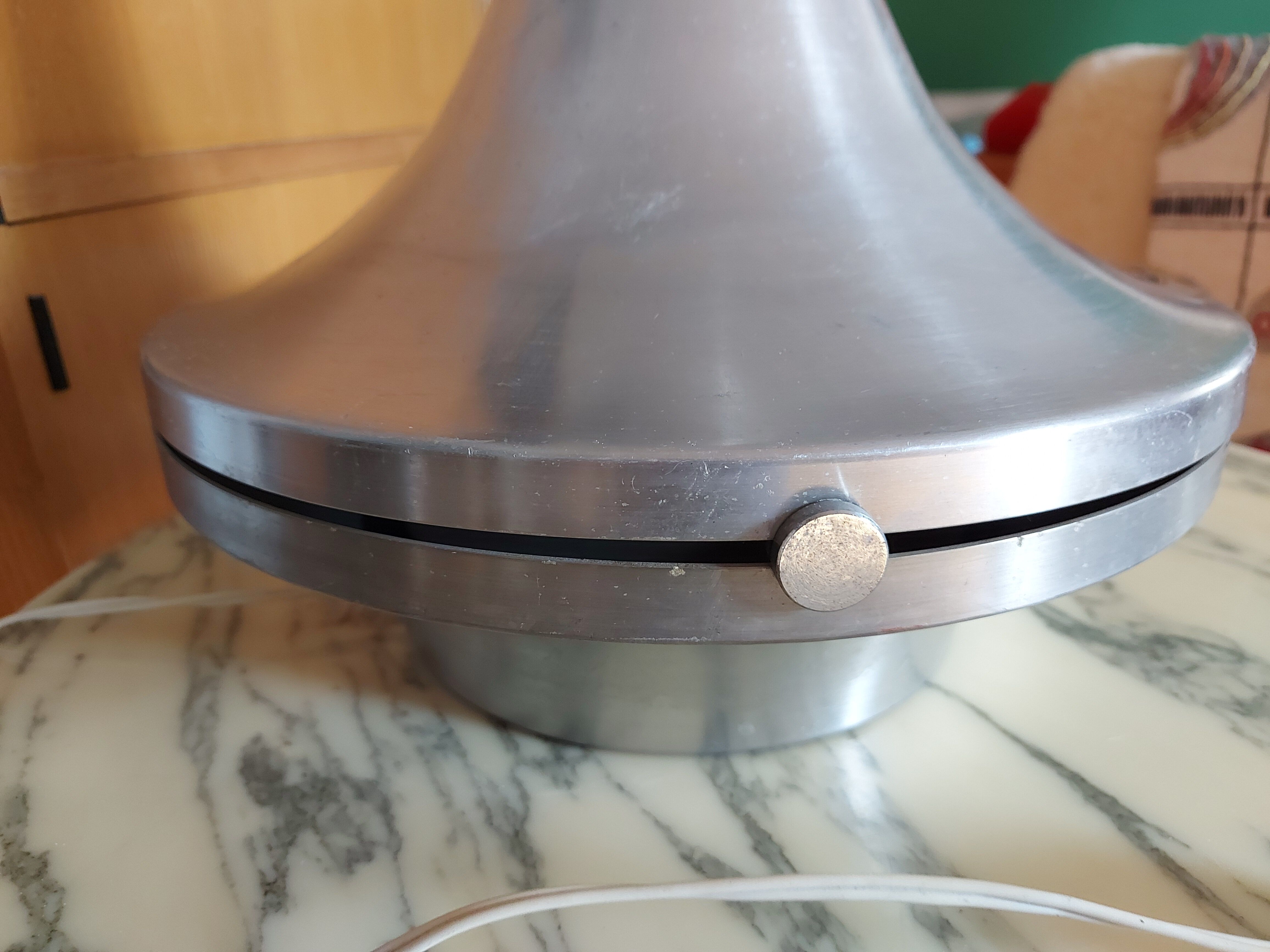 Large foot of vintage lamp brushed aluminum (double lighting)