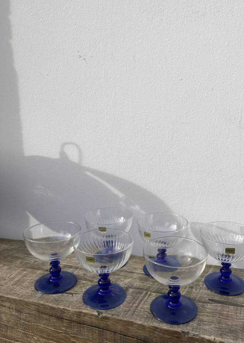 6 80s glass cups