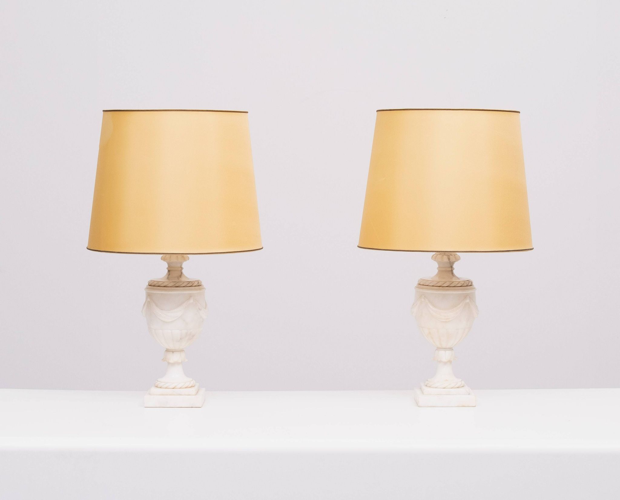 pair Classical Greek Alabaster Table lamps 1950s Italy