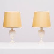 pair Classical Greek Alabaster Table lamps 1950s Italy