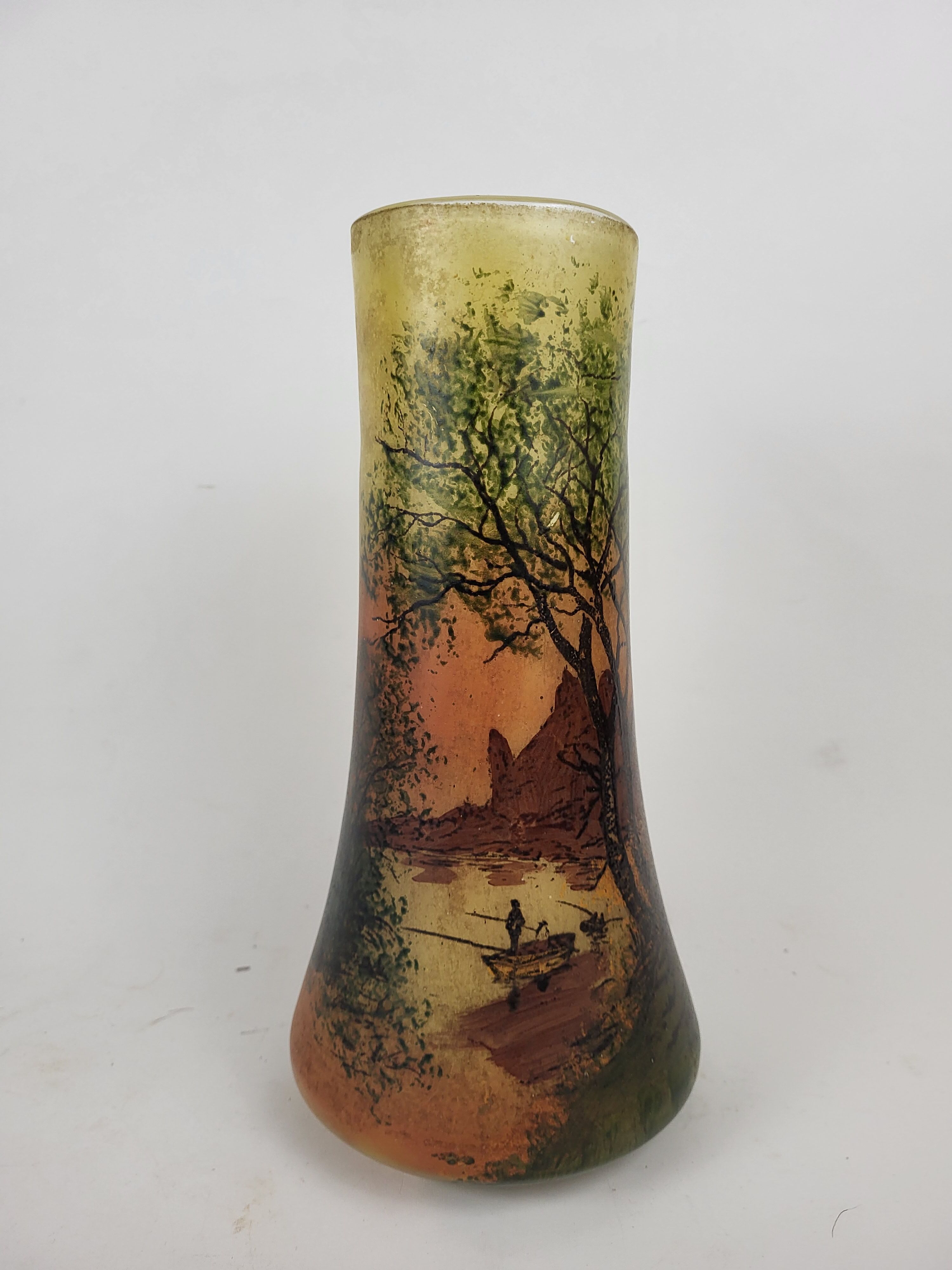 Enamelled glass vase Francois Theodore Legras