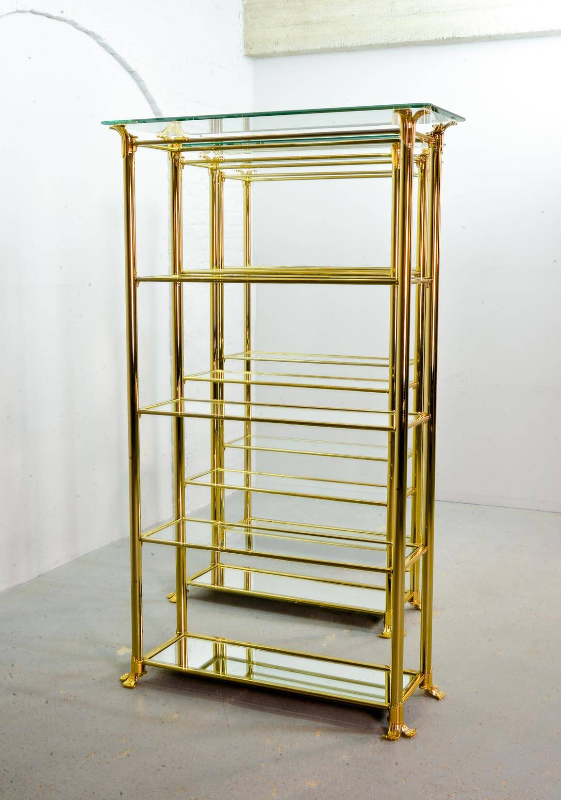 Ramiro Tarazona 24 Carat Goldplated Display Cabinet w. Glass Shelves 1980s