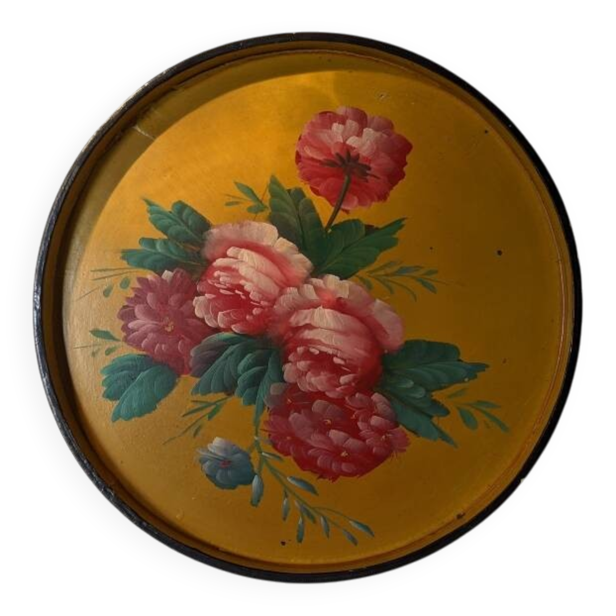 Hand-painted wooden serving tray with floral decor and country decor