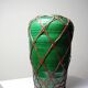 Antique Japanese green ceramic vase with Awaji Yaki bamboo lacing, 1900-1930