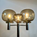 Old 3-light chrome and smoked glass floor lamp Italian design from the 70s vintage