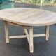 Table à manger de ferme ronde et extensible rénovée en chêne brut 160cm