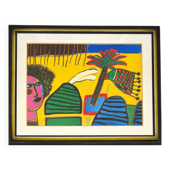 Guillaume Corneille (1922-2010) Signed lithograph: The multicolored bird, 2003; framed!