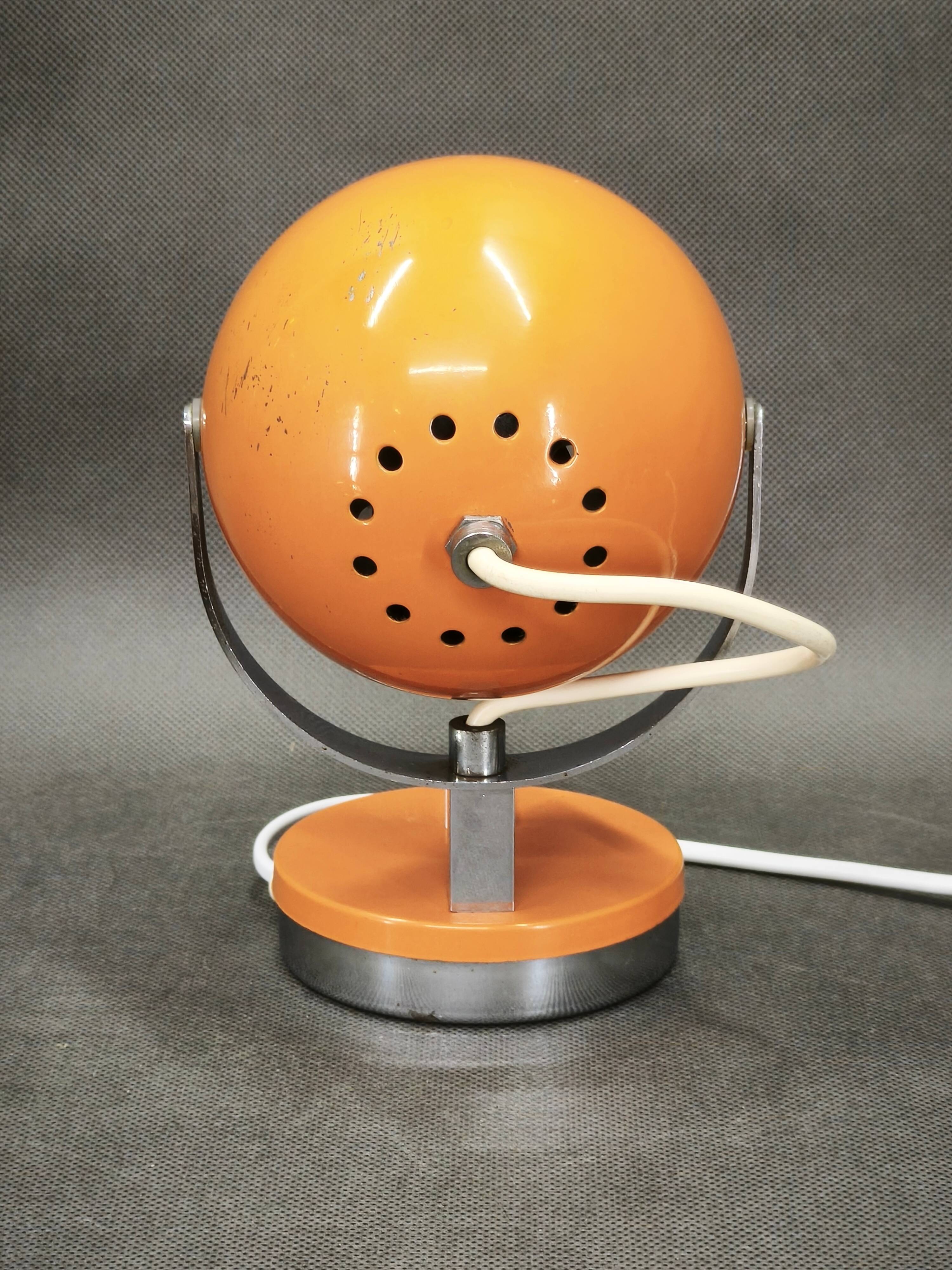 Goffredo Reggiani Orange Eyeball Space Age Table Lamp, Italy, 1970s