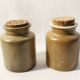 Set of 2 vintage mustard pots in brown glazed stoneware