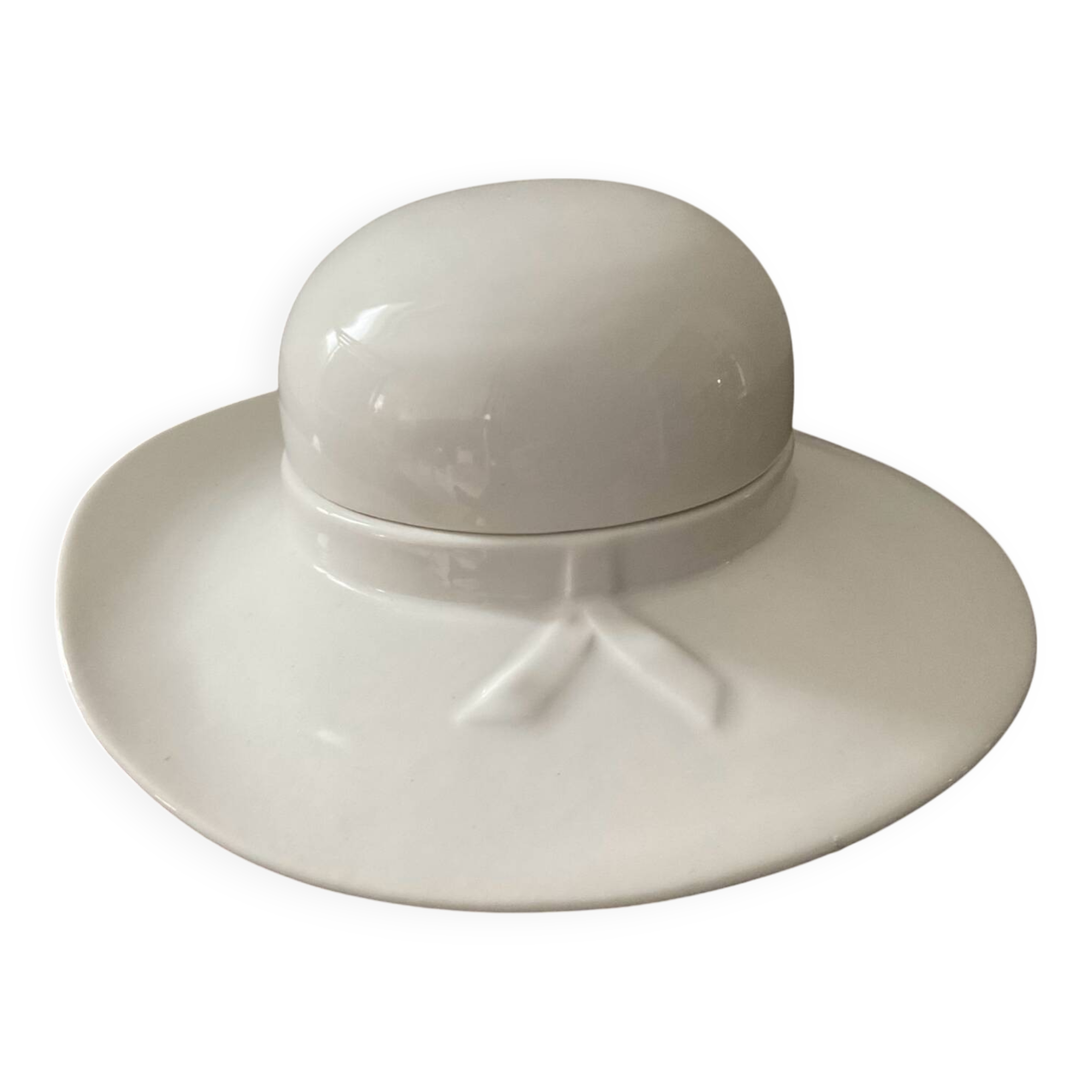 Vintage enameled porcelain hat pocket emptier