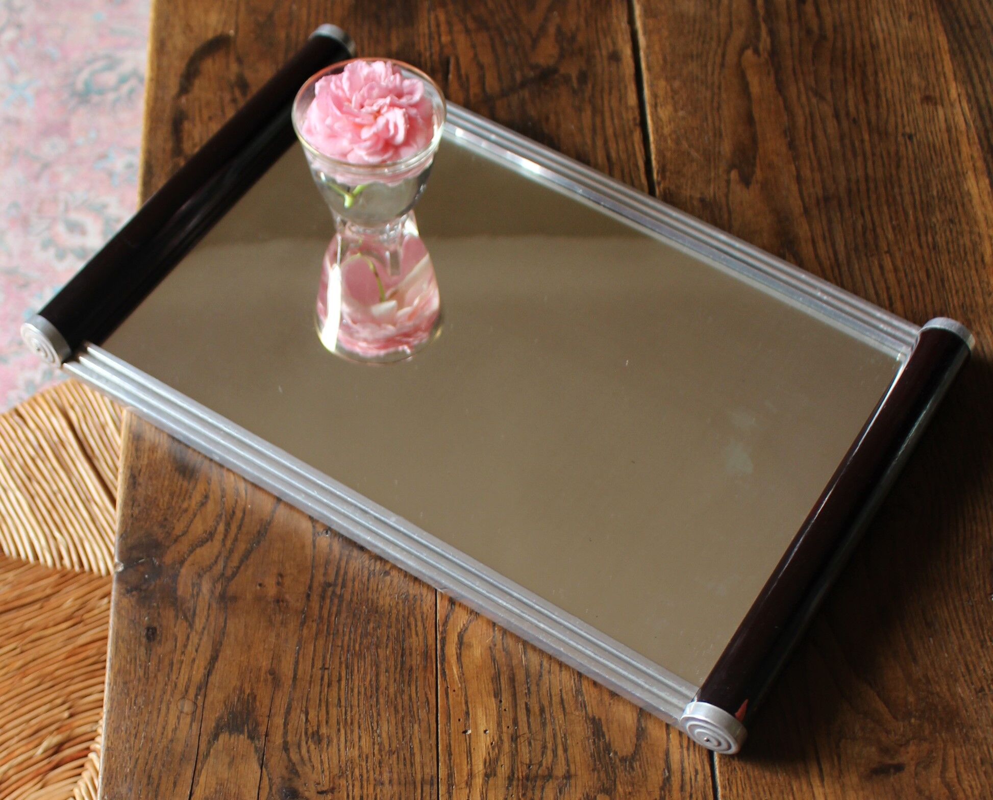 Vintage mirror top rectangle wood metal