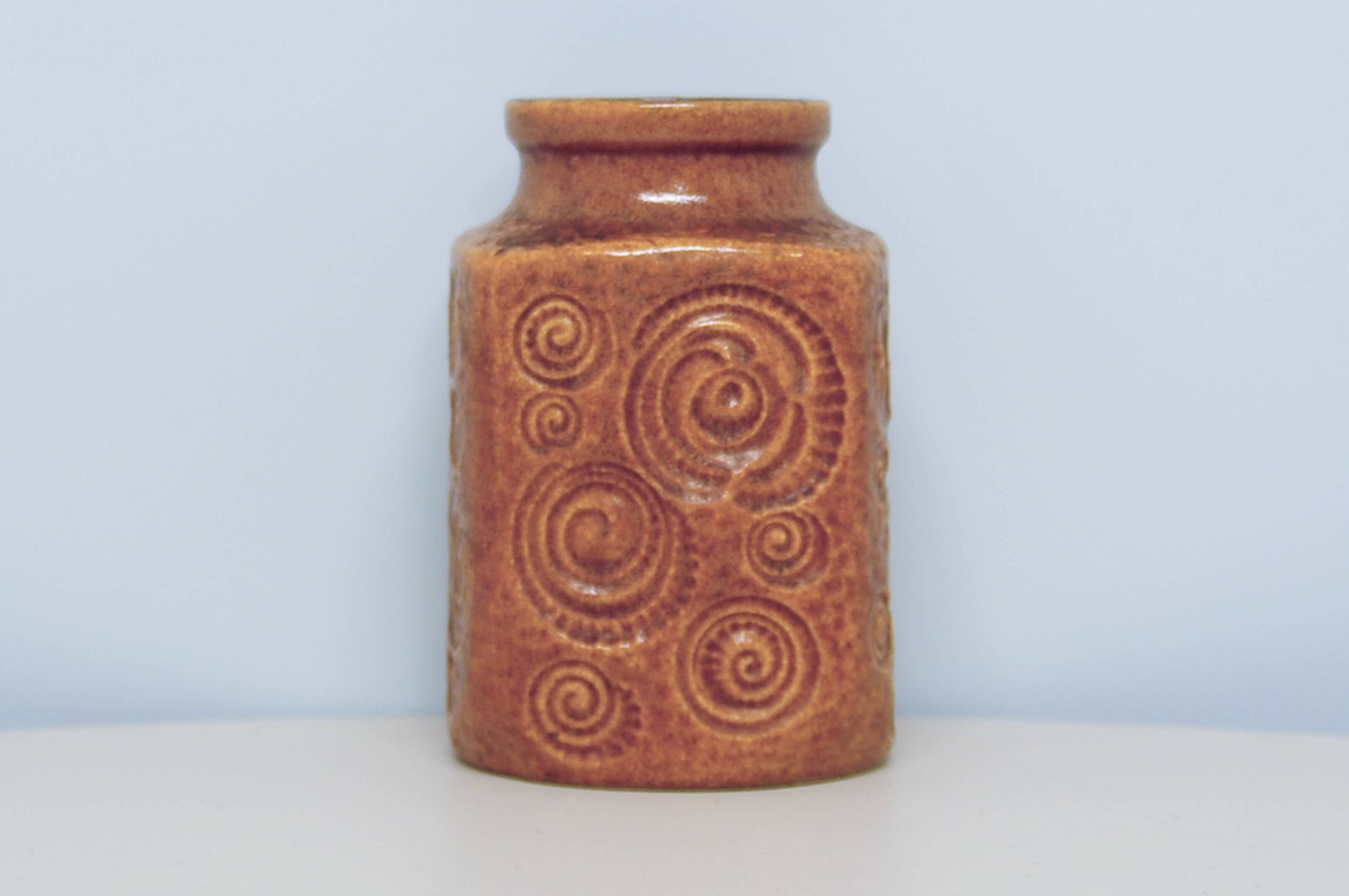 vintage brown fossil West Germany vase by Scheurich
