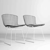 Ensemble de 7 chaises Bertoia noires et blanches pour Knoll International, années 1970