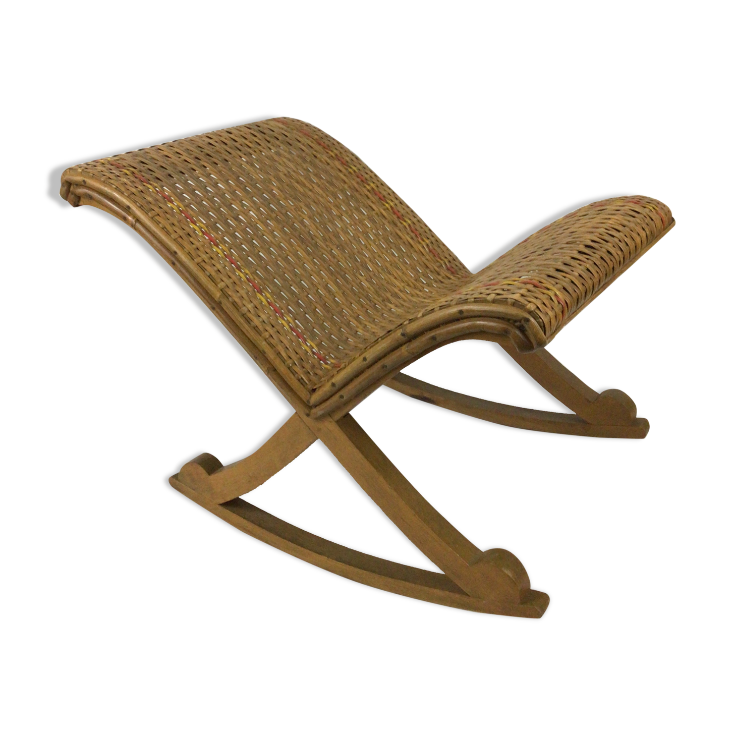 Vintage rattan rocking footrest