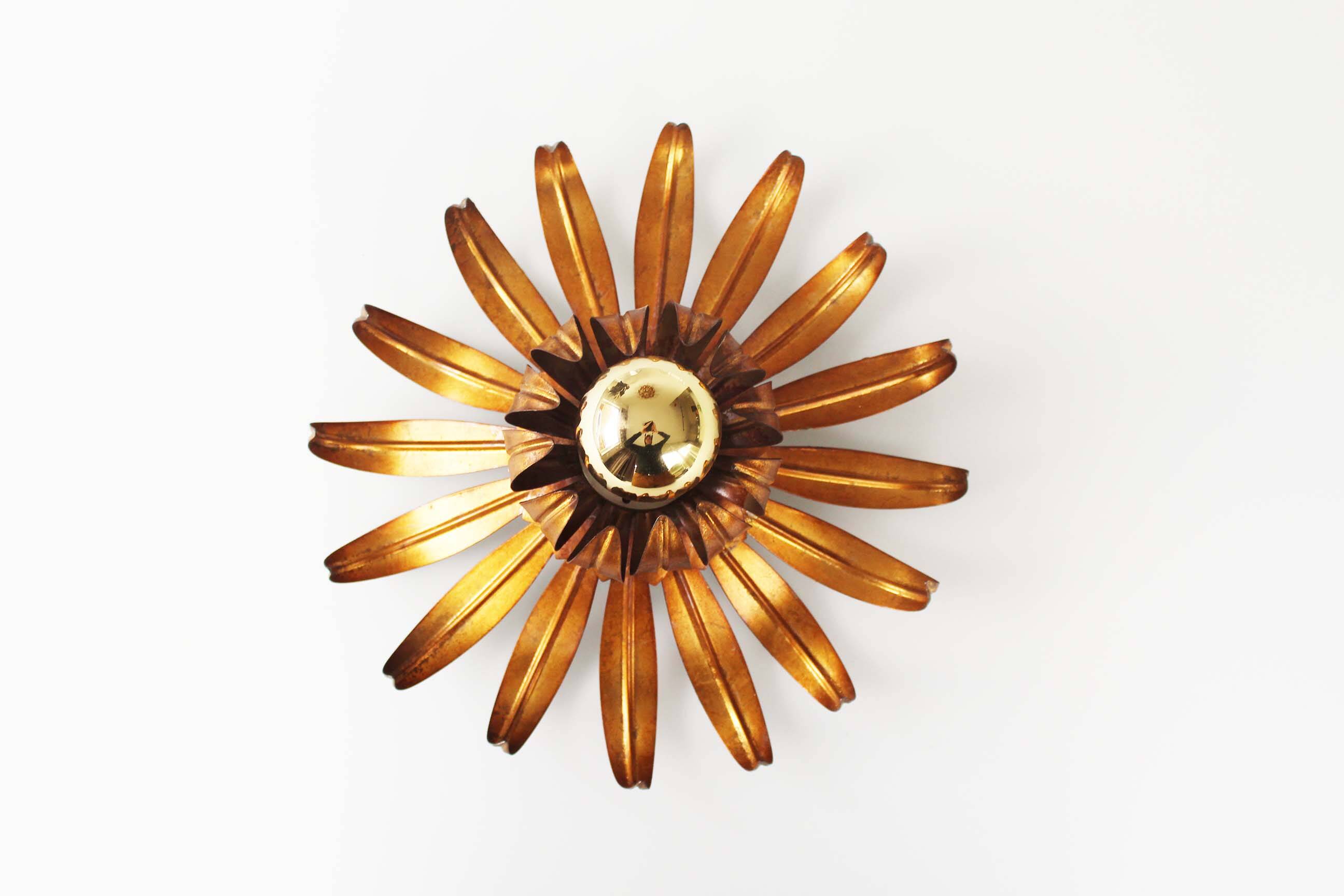 1960’s Italian Gilt Sunburst Wall Light