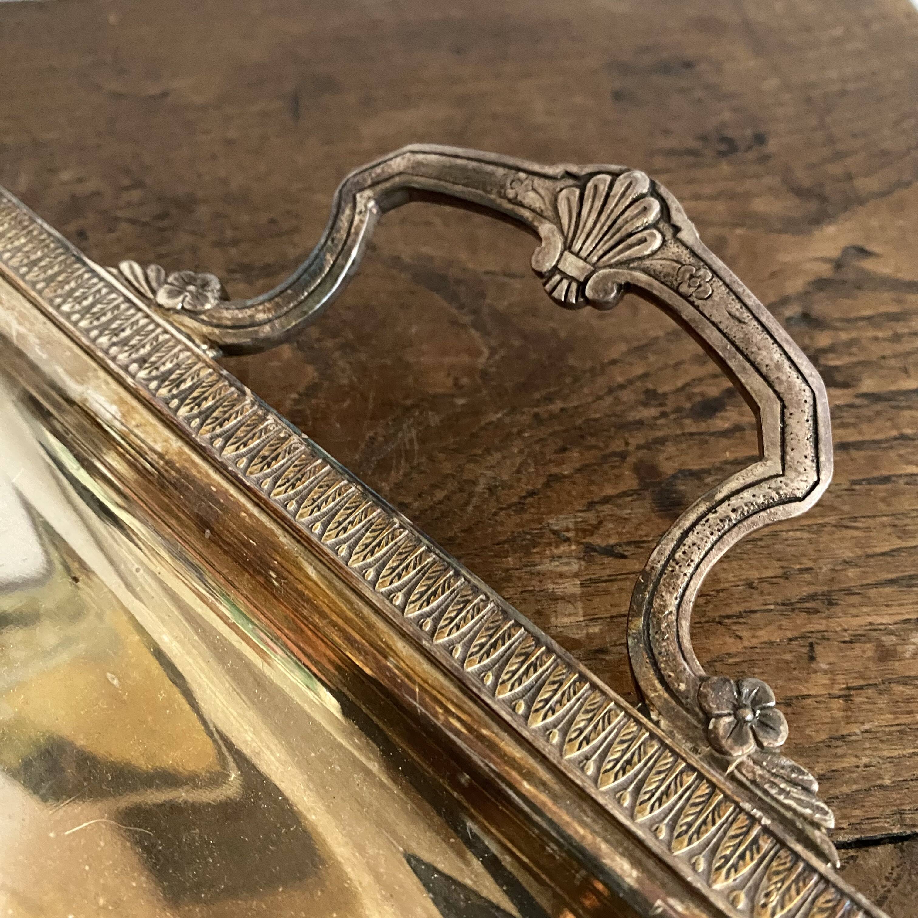 Silver-plated metal serving tray